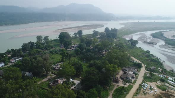 City of Haridwar state of Uttarakhand in India seen from the sky alt