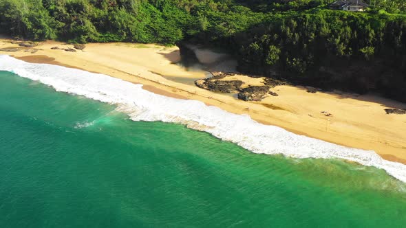 Kauapea Beach Kauai Hawaii Seaboard Waterfront Aqua Blue Green Ocean