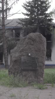 Vertical Video of a War Destroyed Police Station in Ukraine