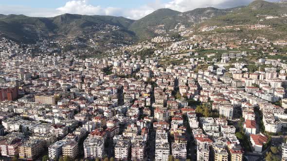 Aerial View Alanya Turkey  Resort Town Seashore