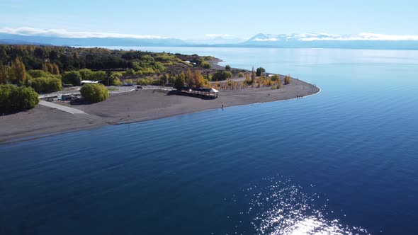 Aerial view of Buenos Aires lake. Border of Argentina, the biggest lake in South America. Los Antigo