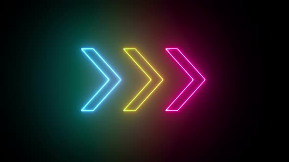 Glowing Neon Arrows on a Black Background