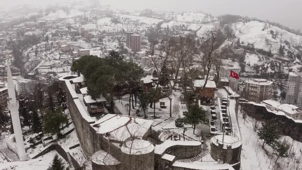 Rize Castle with Aerial Drone - 4K