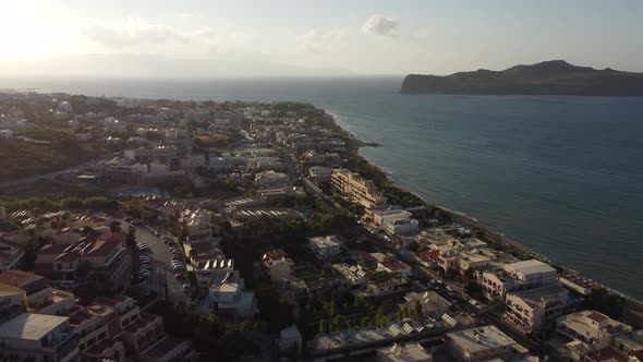 Panoramic Aerial View From Above of the City of Chania Crete Island Greece