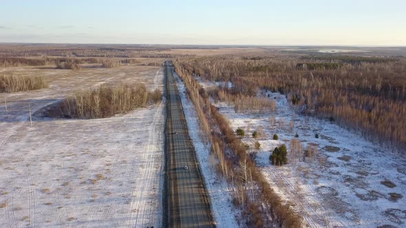 Road In Countryside At Winter