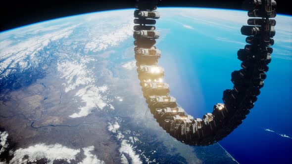 Futuristic Space Station on Earth Orbit alt