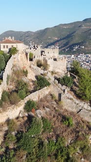 Vertical Video Alanya Castle  Alanya Kalesi Aerial View