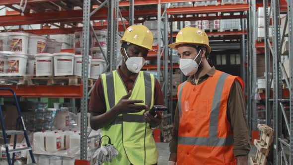 Portrait of Warehouse Workers in Face Masks