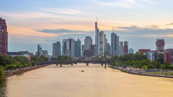 Frankfurt am Main, Germany. Day to night view