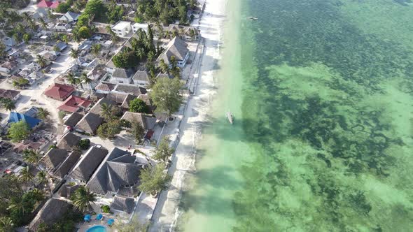 Boats in the Ocean Near the Coast of Zanzibar Tanzania Slow Motion