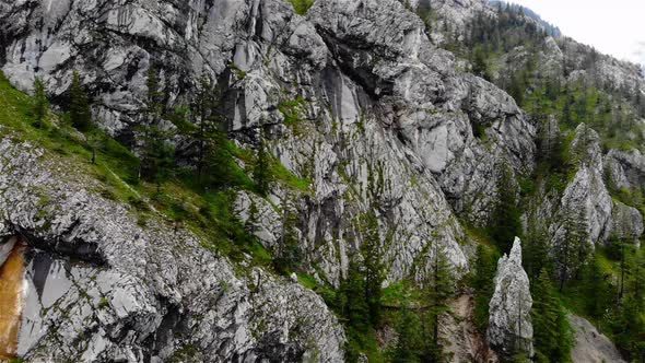 Rock fall on the Traunstein in Gmunden in Upper Austria drone video