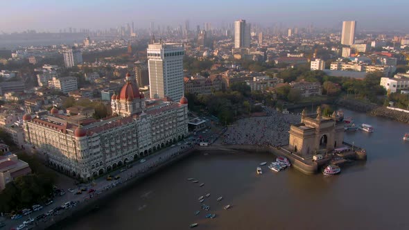 India gateway, Mumbai, 4k aerial drone footage