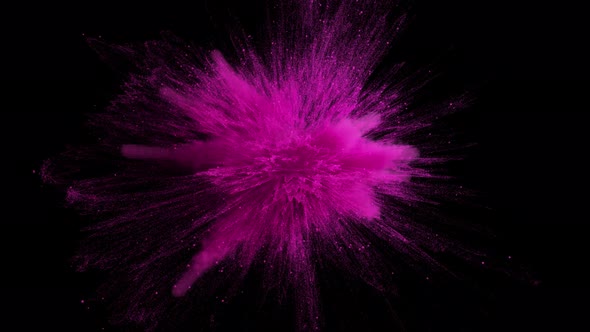 Super Slow Motion of Purple Colored Powder Explosion