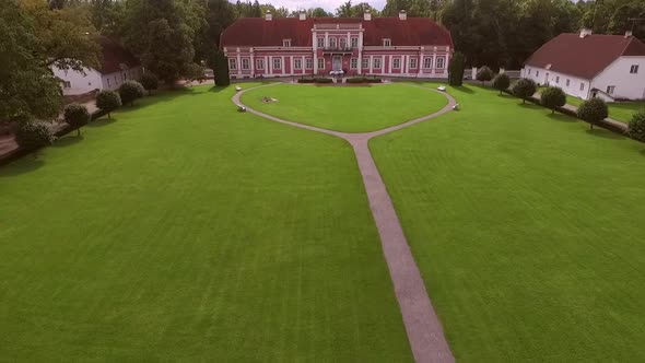 Aerial view of old Sagadi Manor, situated in the Lahemaa National Park, Estonia.