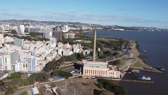 Porto Alegre Brazil. Brazilian city skyline landmark. Buildings at downtown city