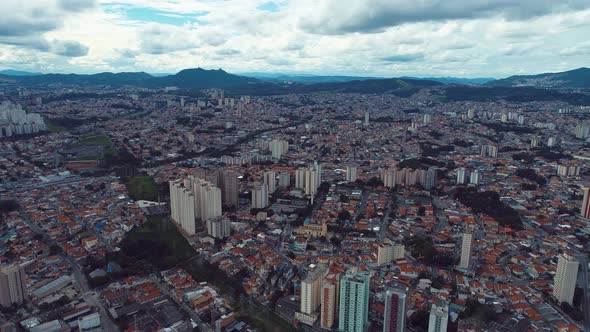 Downtown Sao Paulo Brazil. Landmark highway road. Offices buildings.