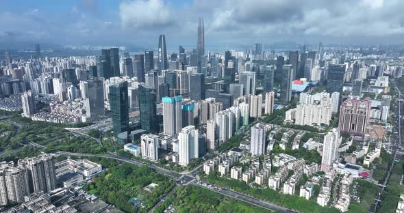 Aerial footage of landscape in shenzhen city, China