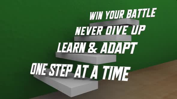 Win Your Battle One Day At A Time Learn Adapt Succeed Steps 3d Animation