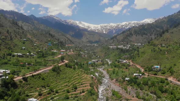 Aerial View Of Valley At Gabin Jabba In Pakistan. Tracking Shot