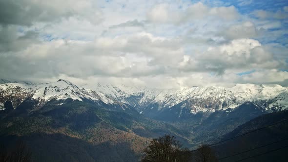 Timlapse Shot of Sochi Mountains with Clouds Floating