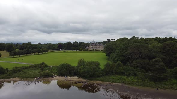 Muckross house and gardens ring of Kerry Ireland drone aerial view from lake