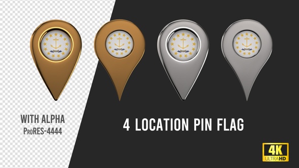 Rhode Island State Flag Location Pins Silver And Gold