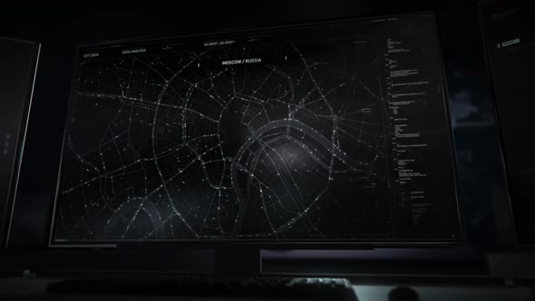 Advanced Spy software ai analyzing city location to discover gps signals alt