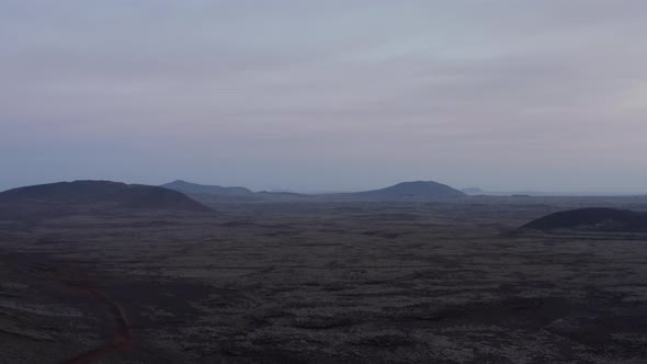 Surreal Aerial View Moonscape of Iceland Countryside