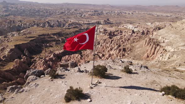 Aerial View Flag Turkey Cappadocia