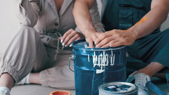 Close Up of Paint Can Being Opened