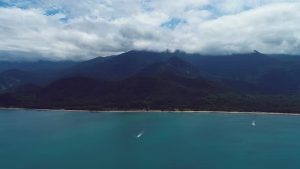 Paraty bay water. Beach landmark travel destination in Brazil.