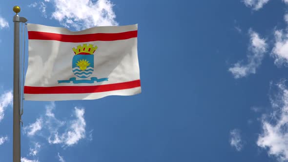 Florianopolis City Flag (Brazil) On Flagpole