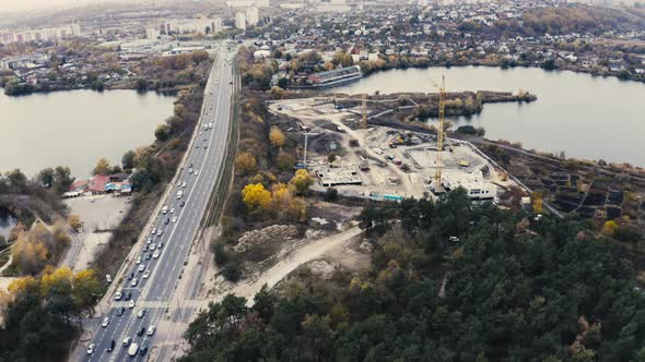 Construction Site for New House Near Highway