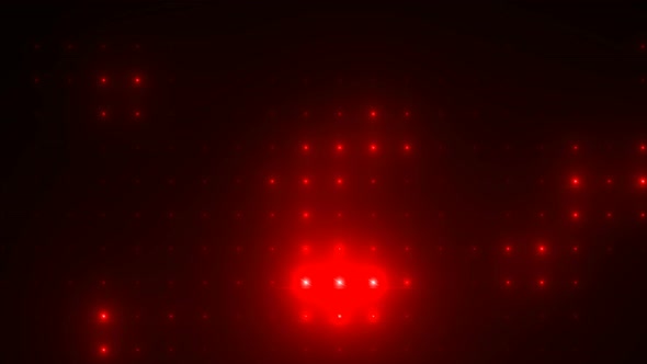 Animation of flashing red light bulbs on led wall