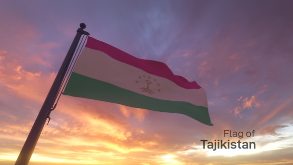 Tajikistan Flag on a Flagpole V3