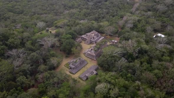 Aerial view on the Mayan Coba ruins in Yucatan jungle in Mexico