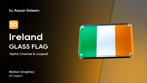 Ireland Flag 3D Glass Badge