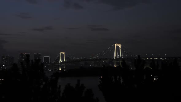 Traffic On Bridge At Night