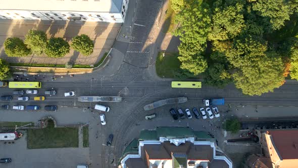 Overhead View of Old European City Street