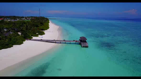 Aerial flying over tourism of beautiful sea view beach trip by clear ocean and white sand background