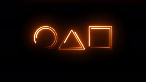 Abstract seamless circle, triangle, sqare outline animation. Animation of a glowing neon