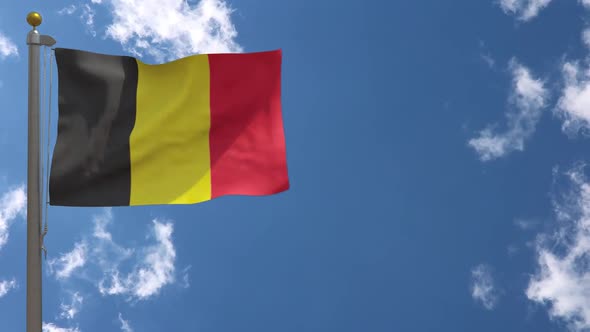 Belgium Flag On Flagpole