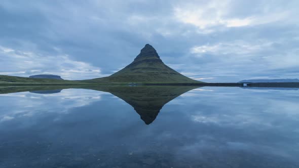 Kirkjufell Mountain and Reflection in Lake. Iceland