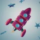 3d Cartoon Toy Rocket Between Stars Kids Background - VideoHive Item for Sale