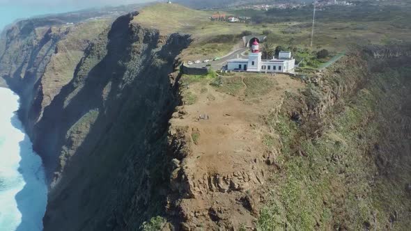 Ponta do Pargo Lighthouse seen from above, Madeira.