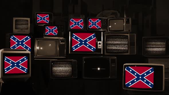 Modern Display of the Confederate Battle Flag on Retro TVs.