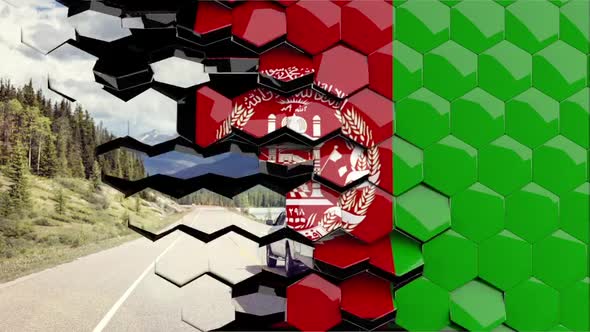 Afghanistan Flag Hexagon Transition - 4K Resolution