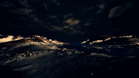 Dramatic Landscape in Antarctica with Storm Coming