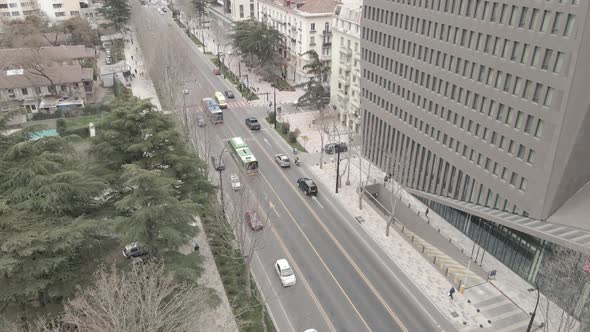 Aerial view of Ilia Chavchavadze avenue in the center of Tbilisi. Georgia 2021