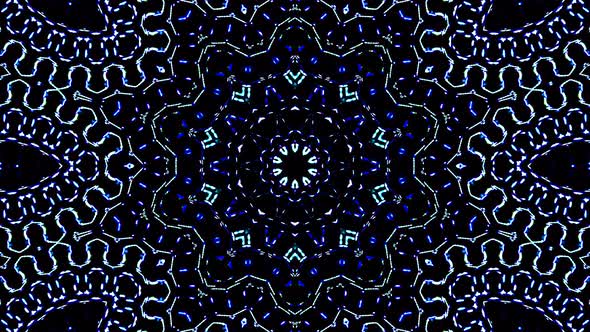 Abstract kaleidoscope shining beautiful smooth motion blue lines shining light arrangement